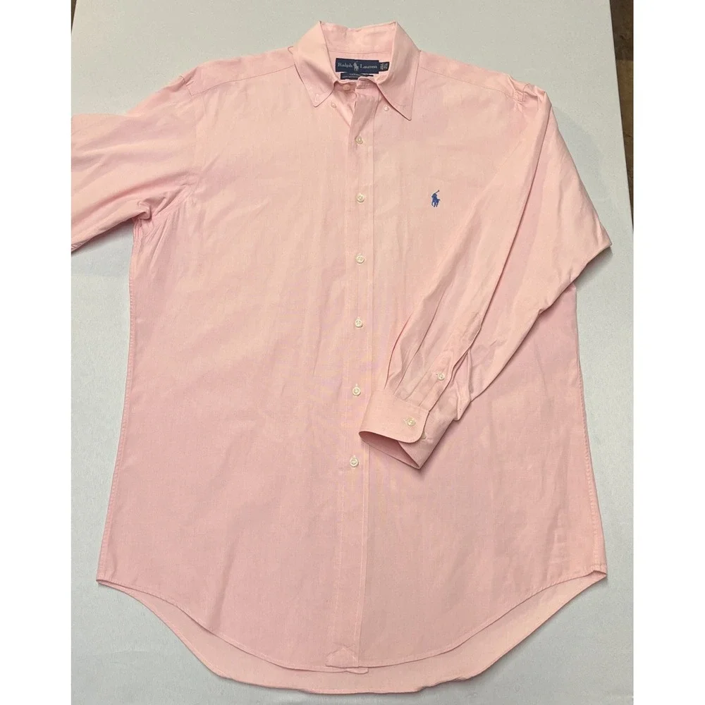 Ralph Lauren Yarmouth Pink Button Down 100% Cotton Pinpoint Oxford 15 1/2 32/33